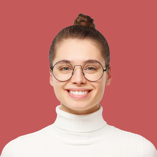 Friendly Female IT Specialist with Glasses Smiling